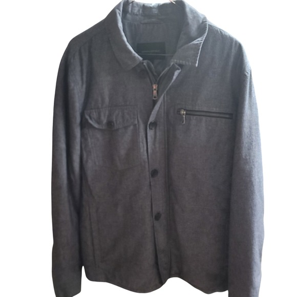 Banana Republic Other - Banana‎ Republic Men's Gray Chambray Utility Jacket Zip Front Button Pocket M